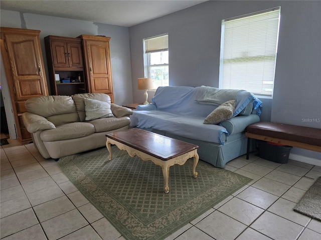 view of tiled living room