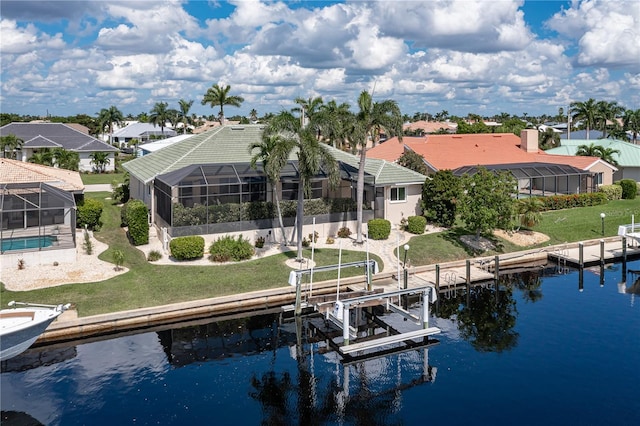 exterior space featuring a water view