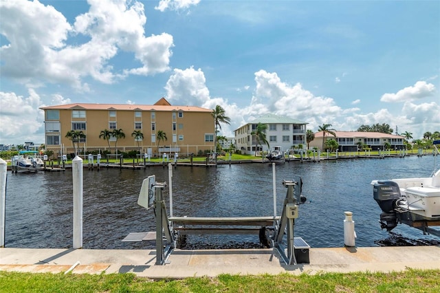 view of dock featuring a water view