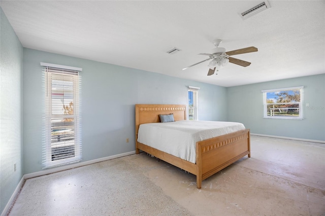 bedroom featuring ceiling fan