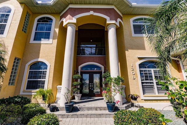 property entrance with french doors