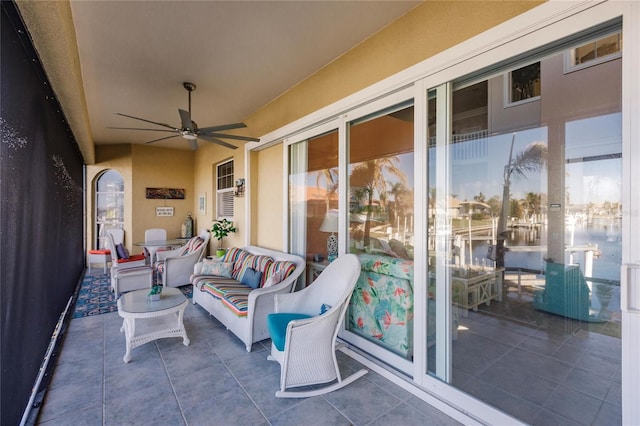 view of patio / terrace with outdoor lounge area and ceiling fan