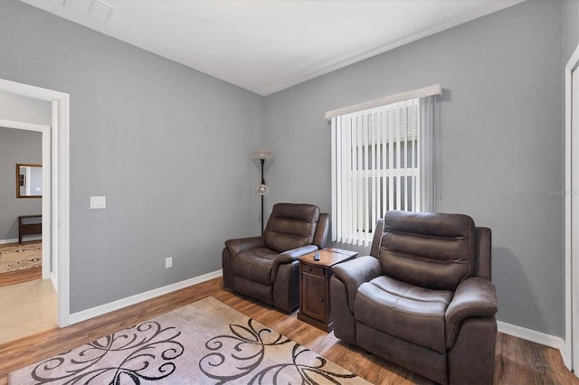 sitting room featuring wood-type flooring