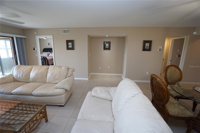 view of tiled living room