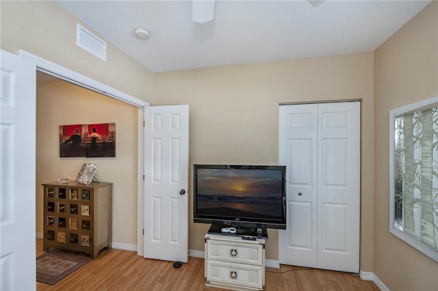 living room with light wood-type flooring