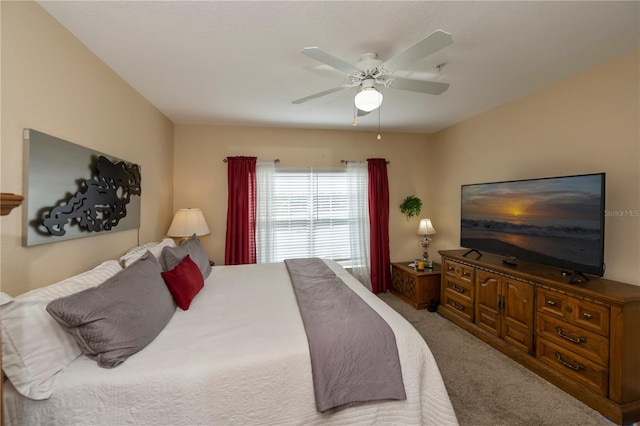 bedroom featuring carpet and ceiling fan