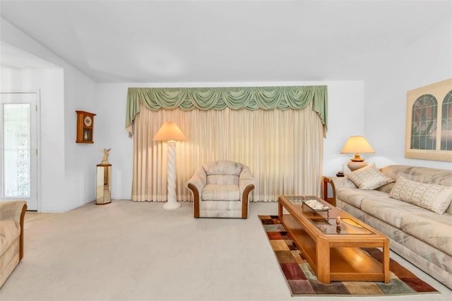 living room featuring carpet flooring