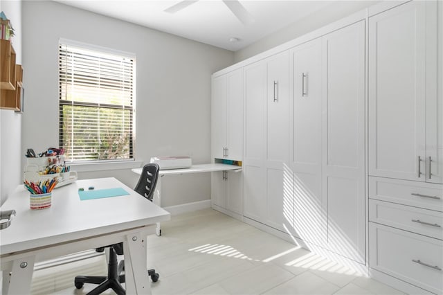 office area featuring ceiling fan