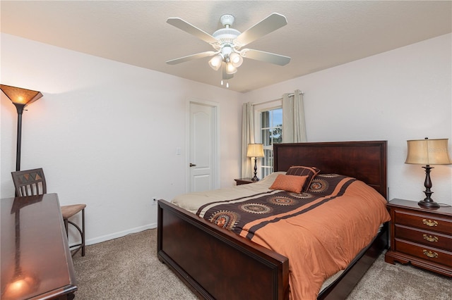 bedroom with carpet and ceiling fan