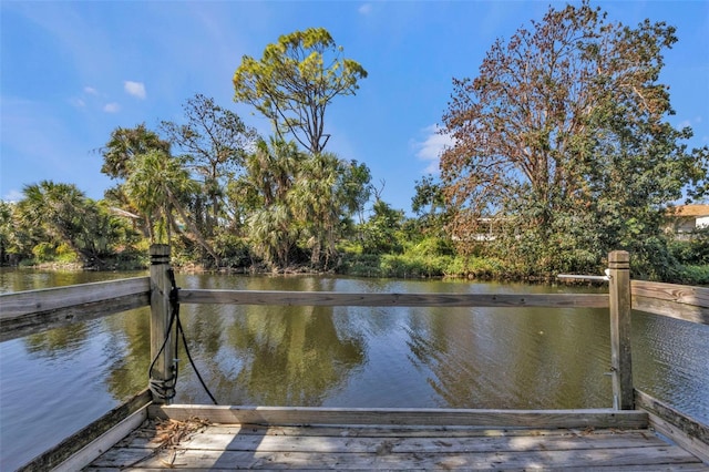 view of dock featuring a water view