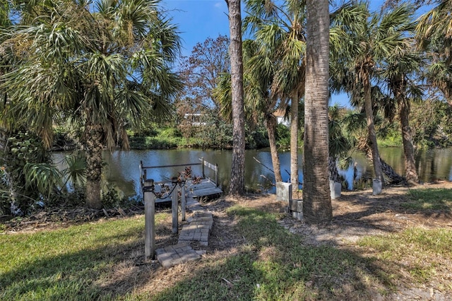 view of yard with a water view