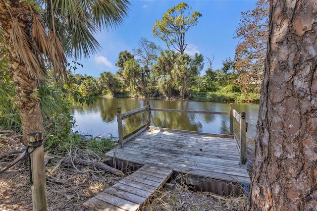 view of dock featuring a water view