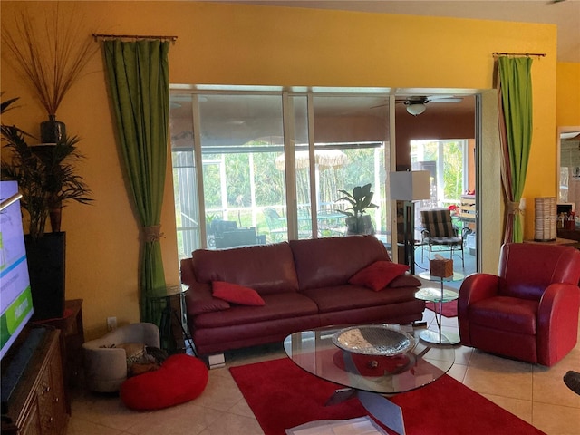 view of tiled living room