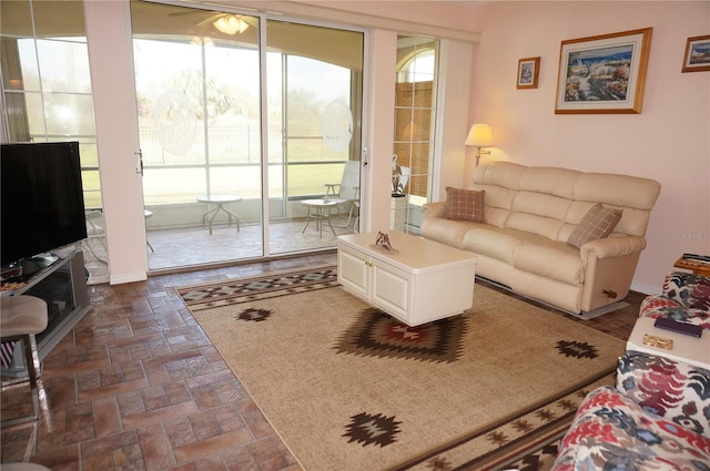 living room featuring a wealth of natural light