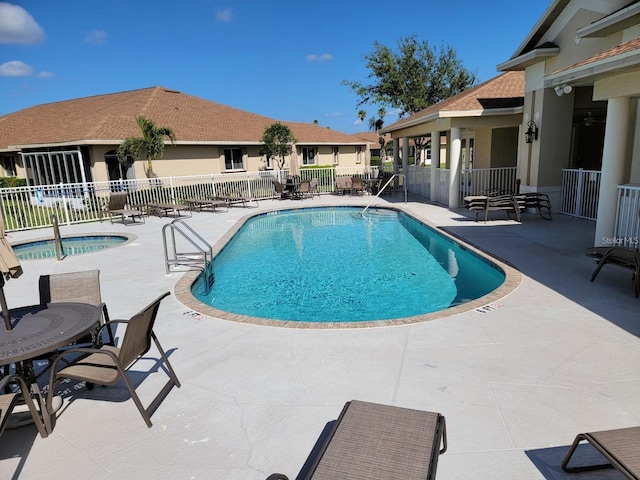 view of pool featuring a patio