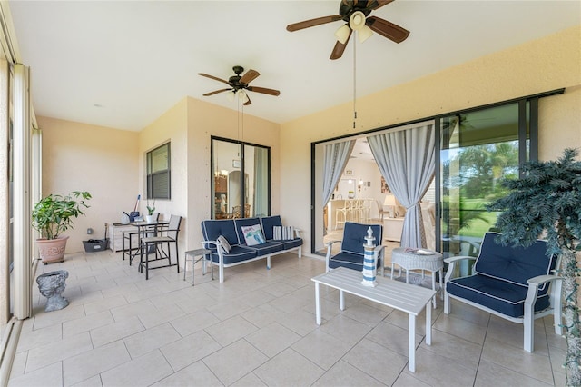 view of patio / terrace with outdoor lounge area and ceiling fan