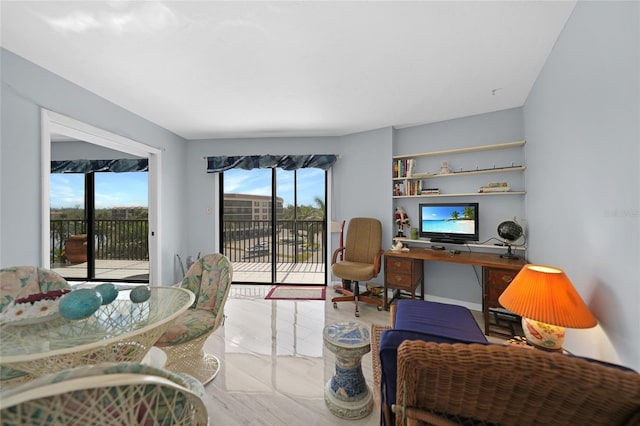 living room with light hardwood / wood-style floors