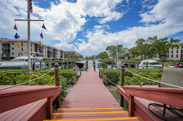 dock area featuring a water view