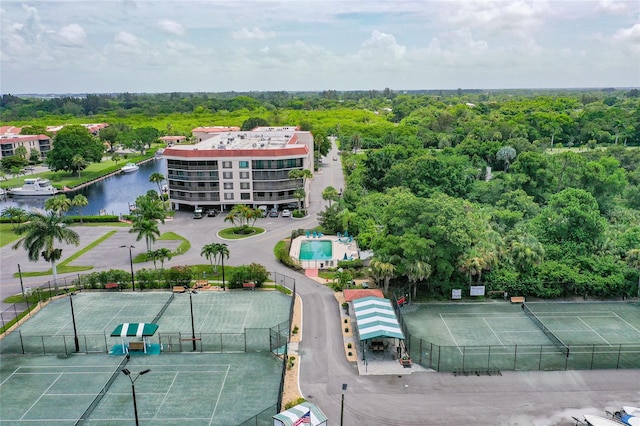 bird's eye view featuring a water view