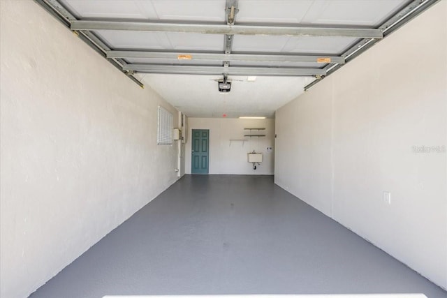 garage with a garage door opener