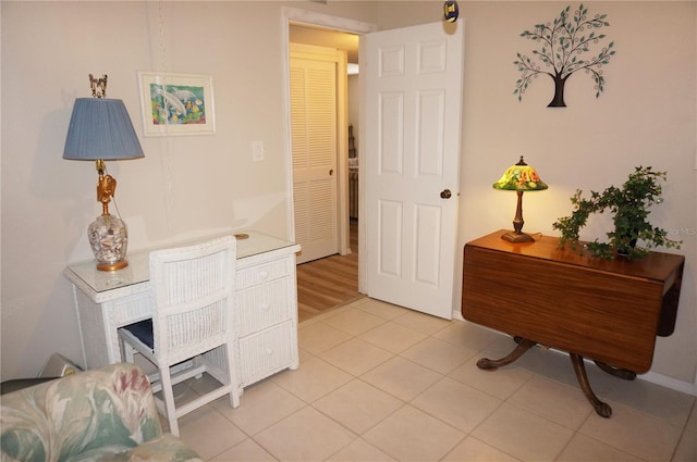 home office featuring light tile patterned floors