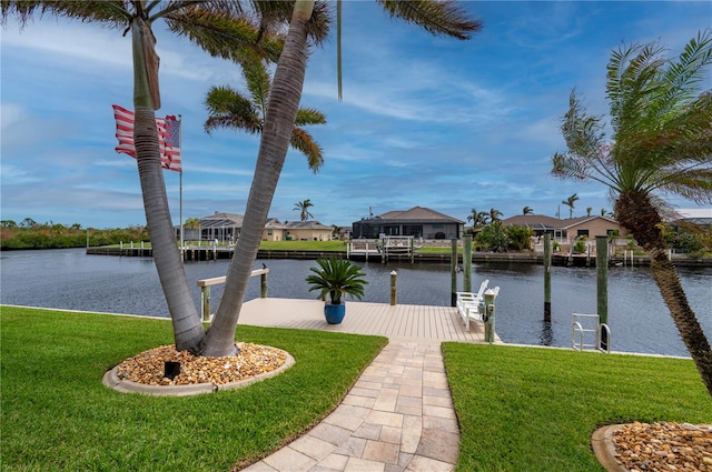 water view with a boat dock