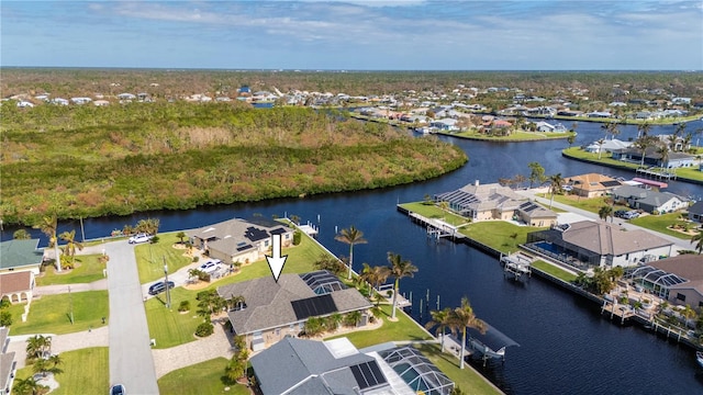 bird's eye view featuring a water view