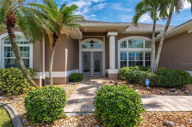 property entrance with french doors