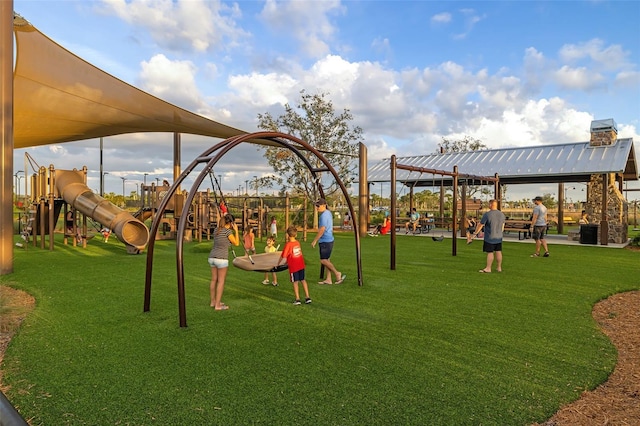 view of playground featuring a yard