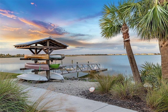 view of dock featuring a water view