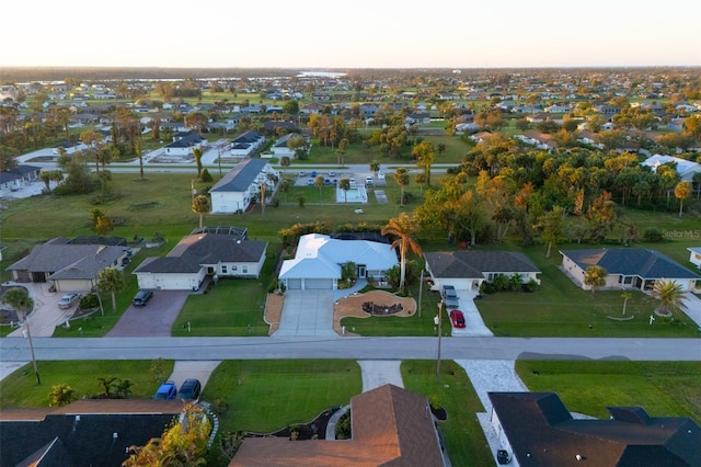 view of aerial view at dusk