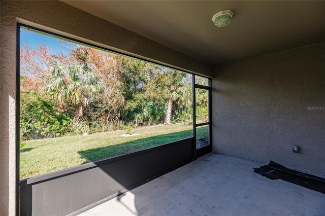 view of unfurnished sunroom