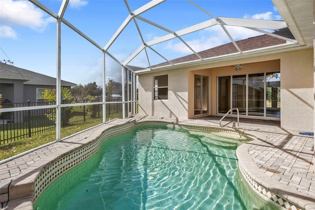 2262 Rio De Janeiro Ave, Punta Gorda, FL 33983 - view of swimming pool with fence, a ceiling fan, a patio, and a lanai