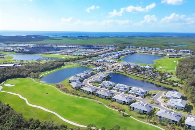 bird's eye view featuring a water view