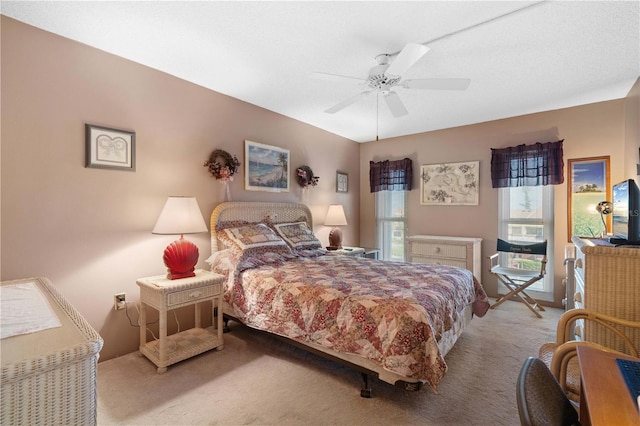 bedroom with carpet and ceiling fan