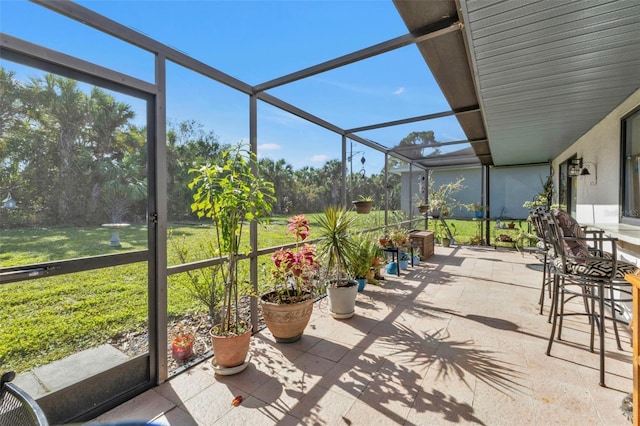 view of unfurnished sunroom