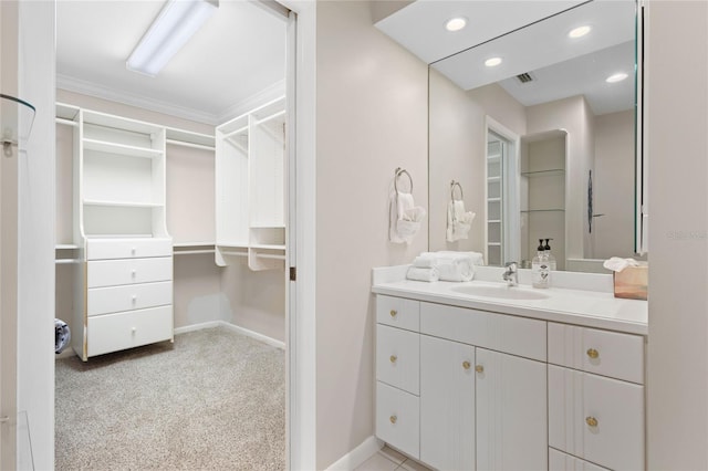 interior space with vanity