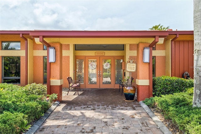 property entrance with french doors