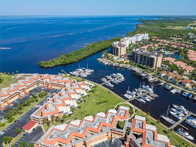 bird's eye view featuring a water view