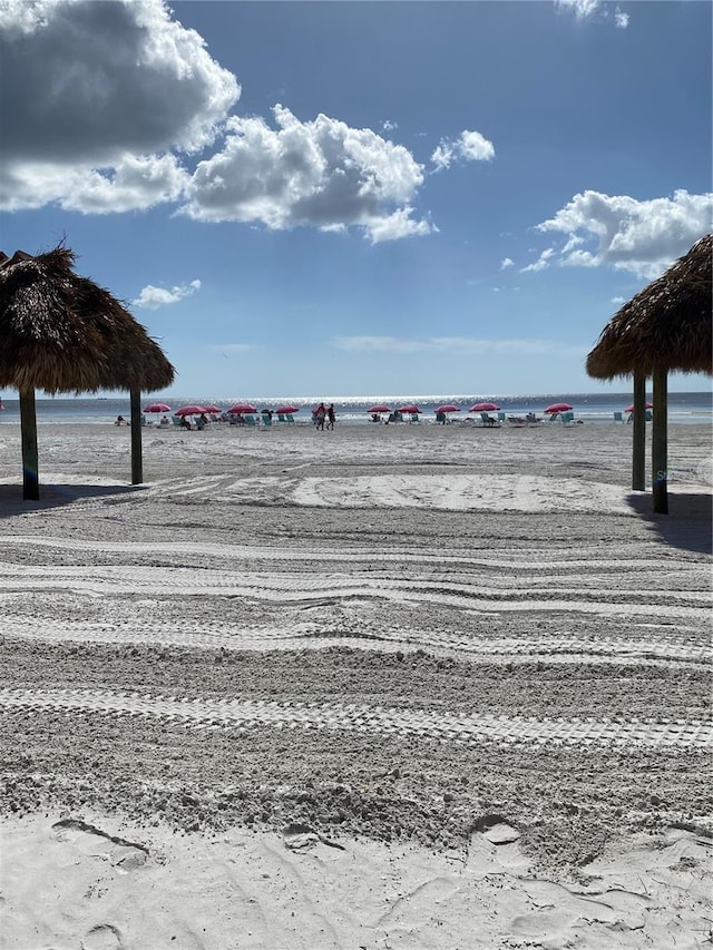 exterior space with a view of the beach and a water view