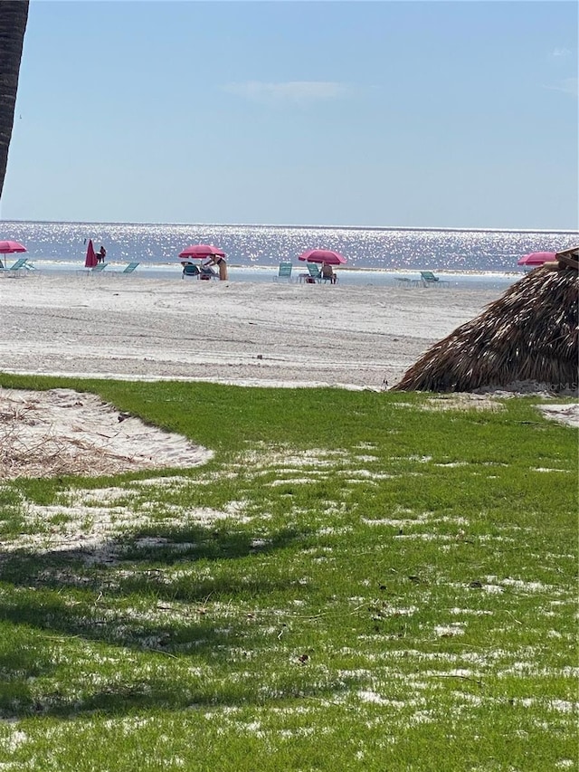 property view of water featuring a view of the beach