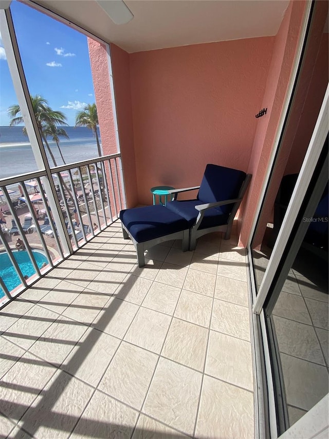 balcony with a water view