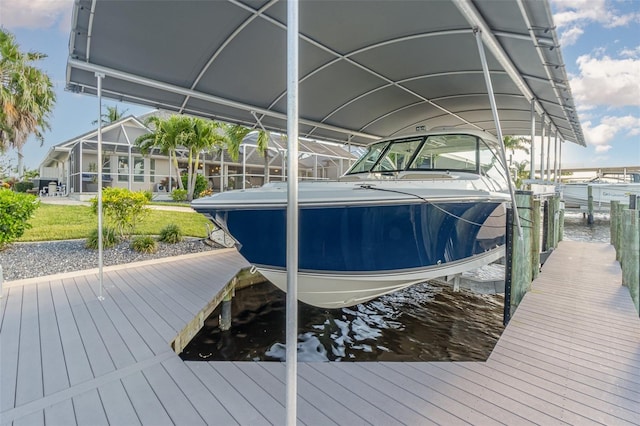 dock area featuring a water view