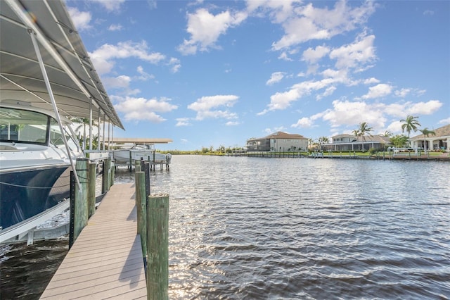 view of dock featuring a water view