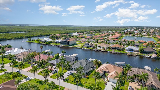 bird's eye view featuring a water view