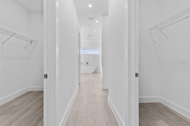 spacious closet featuring light wood-type flooring