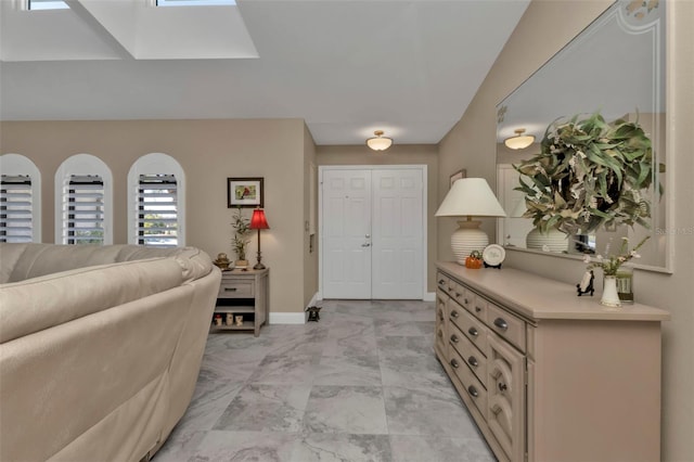 entrance foyer with a skylight