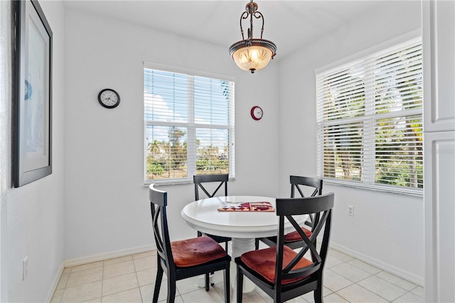 tiled dining area featuring a healthy amount of sunlight