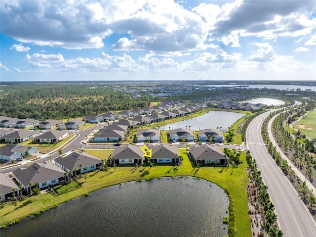 bird's eye view featuring a water view