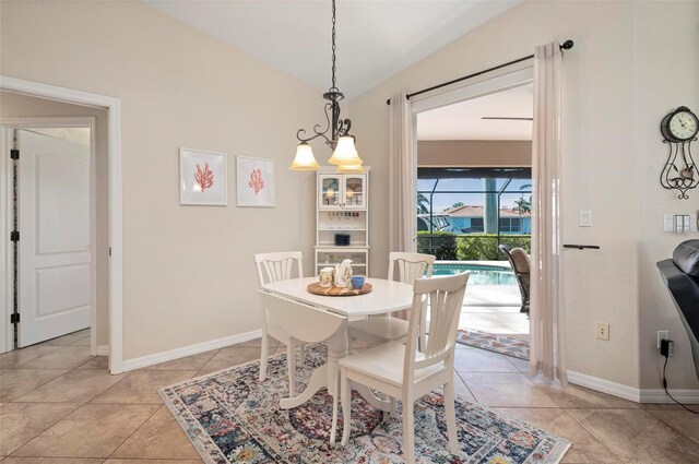 dining room with light tile patterned flooring